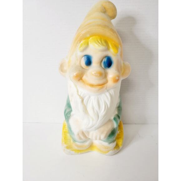 Vintage‎ Christmas Elf Gnome on a Log Light Up Plastic Blow Mold - Picture 1 of 8